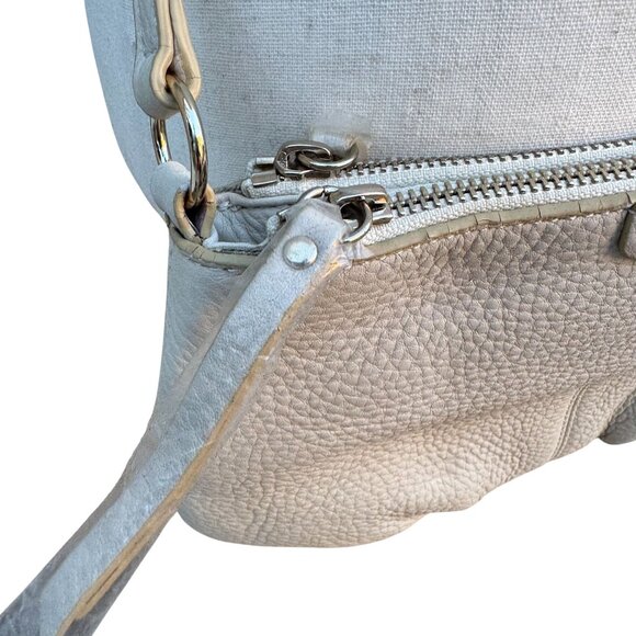 Isaac Mizrahi White Leather Crossbody Bag Gold Charm Tassel Accent